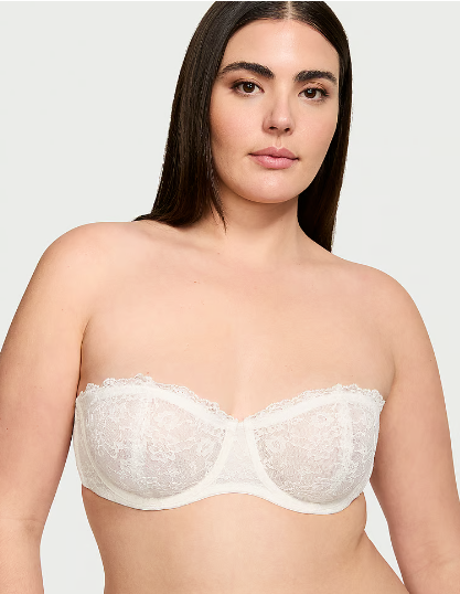 Brasier Victoria Secret Strapless Sexy Tee Encaje sin forro  Blanco - 34 B